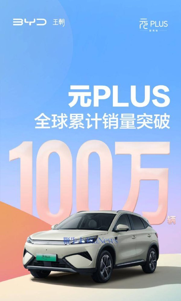 掌互通 比亚迪元PLUS：全球累计销量里程碑，百万辆大关成功跨越！