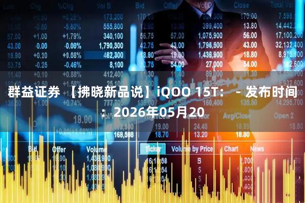 群益证券 【拂晓新品说】iQOO 15T： - 发布时间：2026年05月20